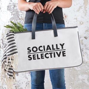 NWT Socially Selective XL Canvas Tote Bag